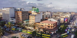 An aerial view of a section of the Nairobi CBD