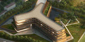 An artistic representation of the East Africa Kidney Institute building.