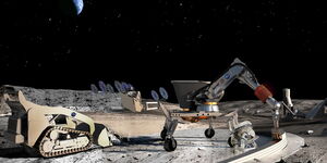 Photo depicting homes being built on the moon