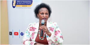 Registrar of Political Parties Ann Nderitu during a session to train political parties National Executive Council on Governance and Leadership by on May 23.