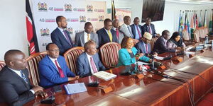 COG Chairperson Governor Anne Waiguru speaks during a press briefing at the COG offices in Nairobi on Tuesday, May 2, 2023.