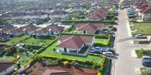 An aerial view of commercial development in Athi River on September 2021