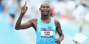 Athlete and coach Bernard Lagat on the running track