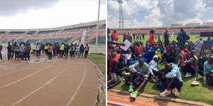 Athletes stage protests at the Nyayo Stadium in Nairobi on March 5, 2024