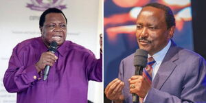 A photo collage of the COTU Secretary General Francis Atwoli (left) and Wiper party leader Kalonzo Musyoka.