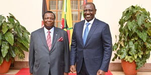 President William Ruto (right) hosts COTU boss Francis Atwoli at State House, Nairobi on December 1, 2022.