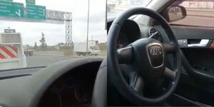 A screenshot of an Audi speeding along Thika Road.