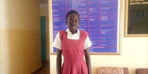 South Sudanese refugee girl Ayak Bior on Wednesday, May 9, 2023 as she was waiting for Form 1 admission at  Njonjo Girls High School