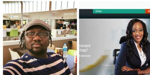 A collage photo of the ecitizen platform  developer, James Ayugi and an image of the portal