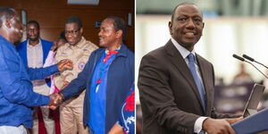 Collage image of Azimio leaders and President William Ruto