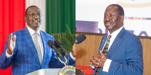 A side-to-side image of President William Ruto and Azimio la Umoja leader Raila Odinga.