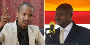 A photo collage of Embakasi MP Babu Owino and Uganda's President Yoweri Museveni 