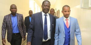 File image of ODM leader Raila Odinga (left) with Embakasi East MP Babu Owino in 2017