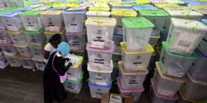 IEBC Staff inspecting Ballot Boxes
