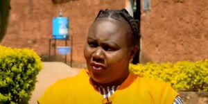 Bancy Mukami speaks to the media at Lang'ata Womens Prison, Nairobi on March 19, 2023