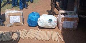 A photo showing the rolls of bhang seized from security officers on June 9, 2023.