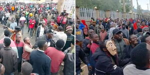Baringo county residents stage demonstrations outside Governor Benjamin Cheboi's office on July 16, 2024