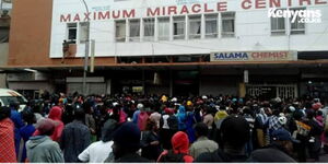 Believers crowded outside the Maximum Miracle Centre to see pastor Ezekiel Odero on Wednesday, May 17, 2023
