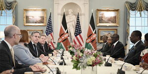 Kenya's Prime Cabinet Secretary Musalia Mudavadi during a meeting with a US delegation ahead of President William Ruto's visit to White House in May, 2024