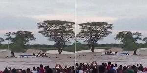A screengrab of rescue efforts for a boat that capsized in Tana River County on April 28, 2024
