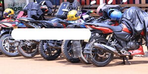 Boda Bodas parked outside Greenpark Terminus as riders engage in a meeting with the Nairobi County on Wednesday, June 12, 2024