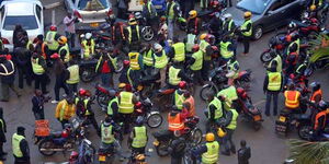 A photo of boda boda operators protesting.