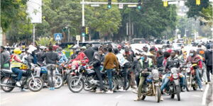 Boda boda riders demonstrating in Nairobi