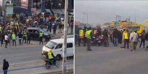 Boda boda riders stone a motorist in Kitengela.