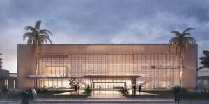 Front view of the Conference Centre of the Bomas International Conference Centre (BICC), August 2023.