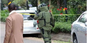 A bomb disposal expert in action during a previous bomb scare at an Ambassador's residence