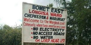 A picture of a satirical noticeboard in Bomet County