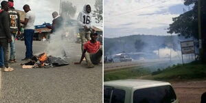 Bomet residents stage protest along the Kericho- Bomet Highway on February 7, 2024