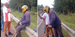 Kakamega Senator Boni Khalwale rescuing an injured man by the roadside in Mubenji on November 14, 2023