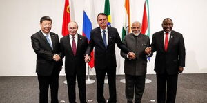 Informal meeting of the BRICS during the 2019 G20 Osaka Summit.