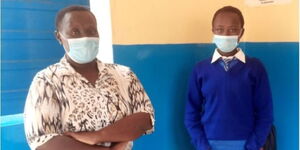 Diana Nyokabi (R) and her mother Priscilla Nyanchera at the Bungoma D.E.B Primary School.