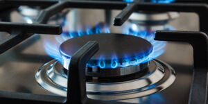 A gas cooker turned on.