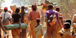 Burundian refugees walk to Nduta refugee camp in the Kigoma region of northwest Tanzania. 