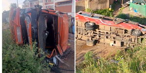 An overturned bus along the Southern Bypass near Ole Sereni Hotel on Saturday, November 23, 2024.