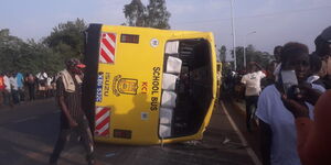 File photo of overturned school bus