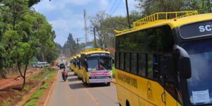 The buses purchsed by the CDF for schools in Cherangany constituency on September 12, 2020.