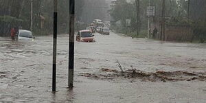  An image showing a flooded road in Busia on April 12, 2020.