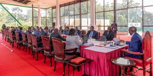 President William Ruto chairing cabinet meeting at Nakuru State Lodge on January 15, 2023. 