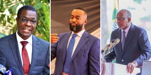 Photo collage of Energy CS Opiyo Wandayi (left) Mining CS Hassan Joho (centre) and Environment CS Aden Duale