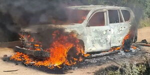 Eugene Wamalwa's vehicle burned following an early morning encounter with rival camp on November 27, 2025.