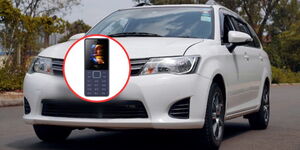 A photo collage of a car and a 'mulika mwizi' phone.