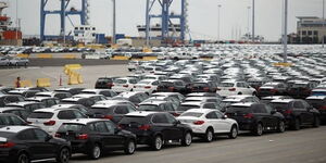 Imported vehicles at the port of Mombasa.