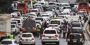 A traffic jam observed in Nairobi Central Business District. 