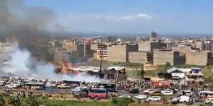 Fire razed down property at a furniture shop in the Carwash Area of Kasarani along Thika Road on Friday, December 8.  