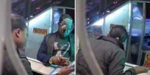 A photo collage of a suspect conducting a business transaction with a trader along Mfangano Street in Nairobi on June 24, 2023. 