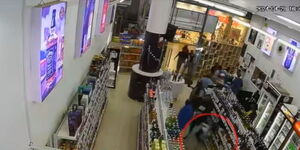 CCTV footage of the liquor store at a mall.